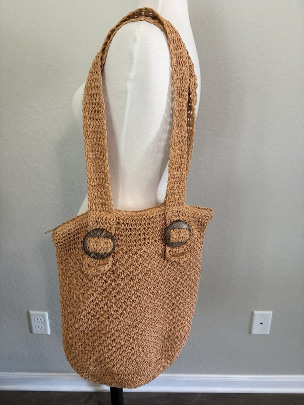 Voux Woven Boho Beach Purse Tote With Buckles (read description)